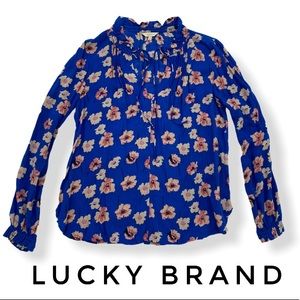Lucky Brand Royal Blue Floral Top